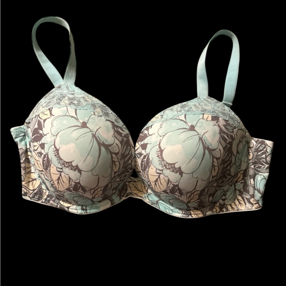 Secret Treasures Aqua and Brown Floral Bra